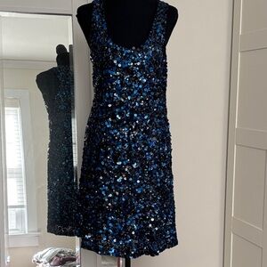 Boston Proper Navy and Royal Blue Sequin Mini Dress